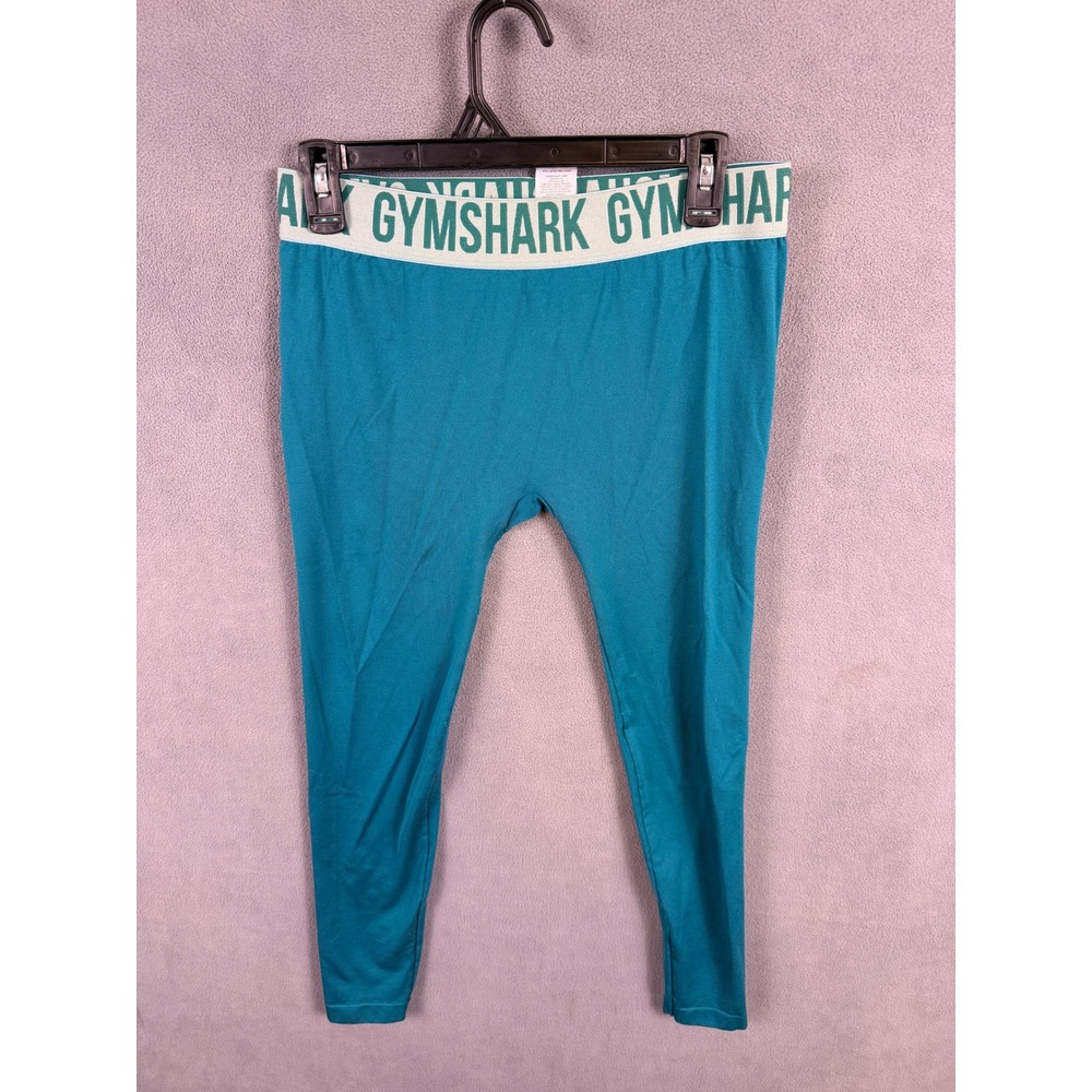 Gymshark Leggings Womens Size M‎ Blue Teal Fit Logo Activewear Gym Bodybuilding